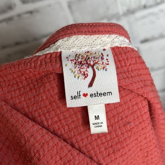 Self Esteem Button Crop Top Off Shoulder Boho Hippie Size Medium - Picture 4 of 5